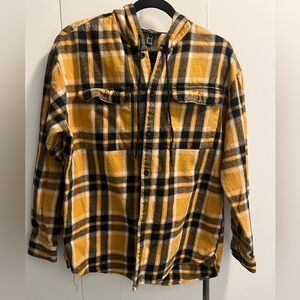 Forever 21 Men's I think more unisex Mustard and Black Checkered Shirt